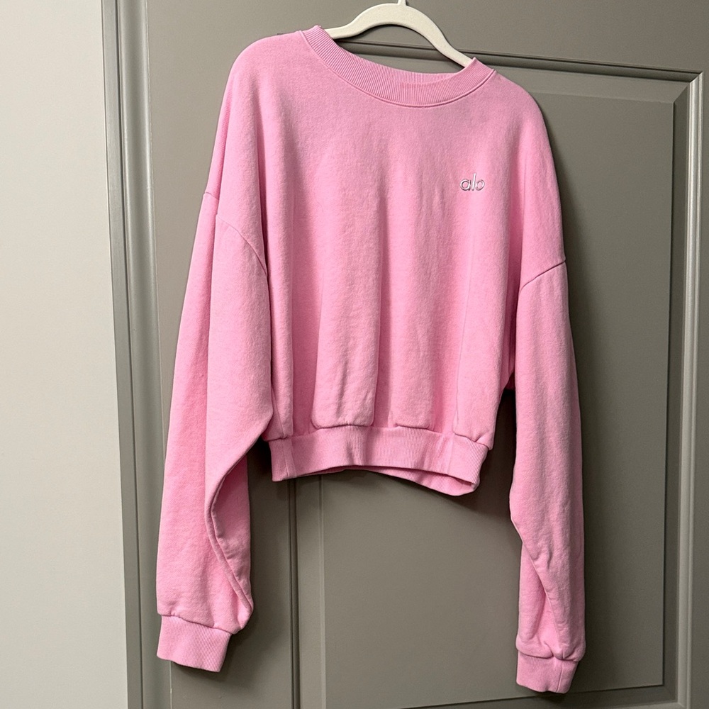 ALO Yoga Blush Pink Cropped Sweatshirt